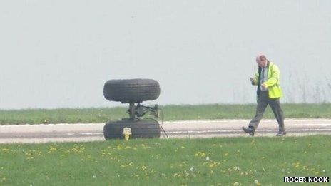 Wheels on runway