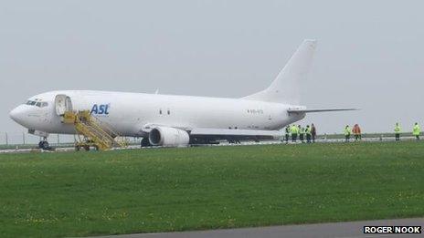 Cargo plane on runway