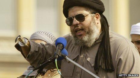 Abu Hamza, shown speaking in London in 2002, was known as "Captain Hook"