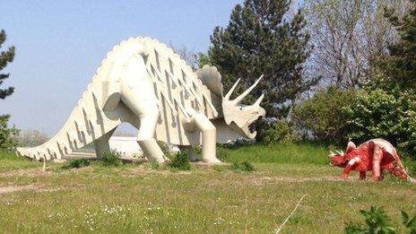 Teesaurus the triceratops. Photo by Terri Sudron.