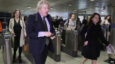 Boris Johnson at a Tube station in London