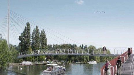 Artist impression of new pedestrian and cycle bridge