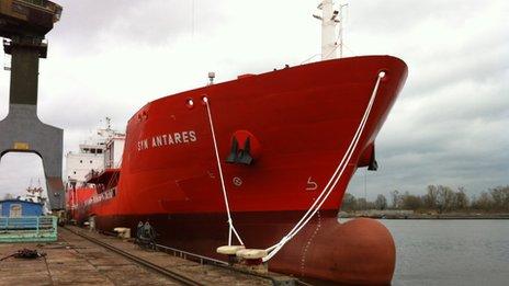 A ship in Gdansk shipyard