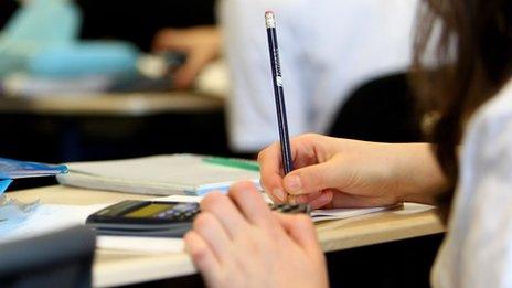 Pupil with pen