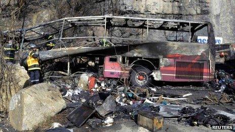 Scene of French Alps coach crash