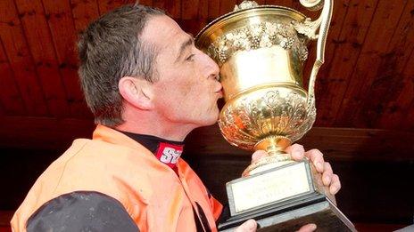 Jockey Davy Russell celebrates