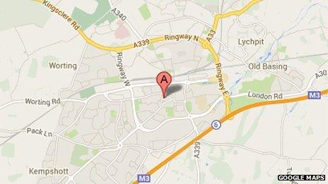 Google Maps showing no marking for Basingstoke