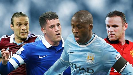 Andy Carroll, Ross Barkley, Yaya Toure, Wayne Rooney