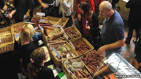 Abergavenny Food Festival scene in the Market Hall