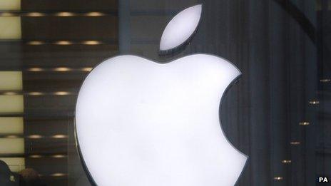 The Apple logo in the Apple store in Regents Street