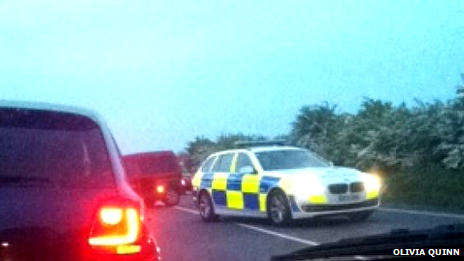 Police car on Maldon Road, Stanway