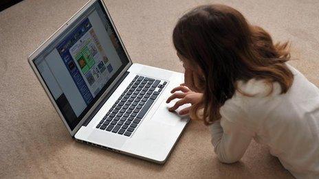 Girl using laptop