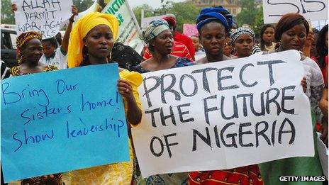 Women protest to bring back Nigerian schoolgirls