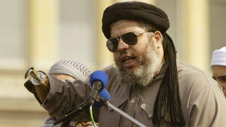 Abu Hamza, shown speaking in London in 2002