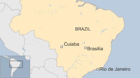 BBC map showing Cuiaba in Brazil