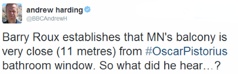 Tweet by the BBC's Andrew Harding