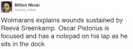 Tweet by the BBC's Milton Nkosi