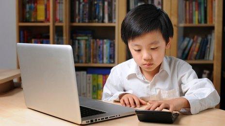 boy with calculator