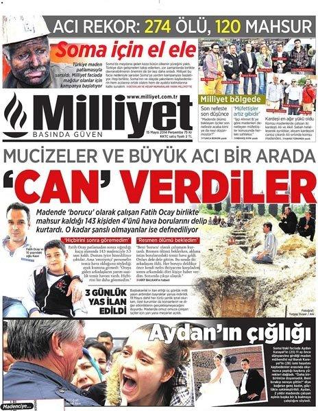 Milliyet front page