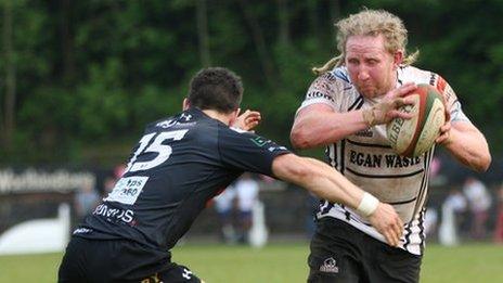 Kerion Jenkins on the attack for Pontypridd against Cross Keys