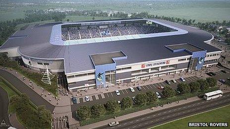 Bristol Rovers proposed new stadium from above