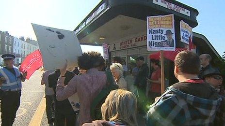 Anti-UKIP protesters in Margate, Kent