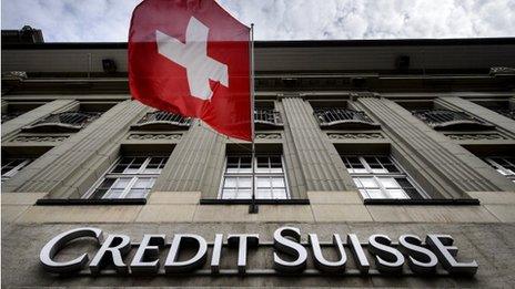 Credit Suisse logo and Swiss flag