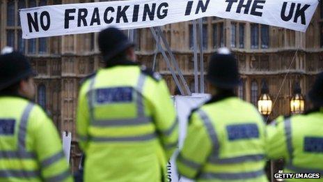 An anti-fracking banner