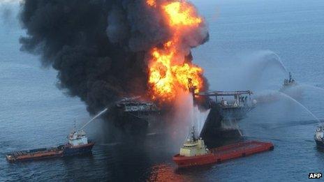 The Deepwater Horizon burns