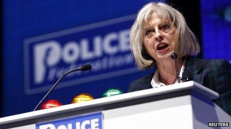 Home Secretary Theresa May addresses the Police Federation's annual conference