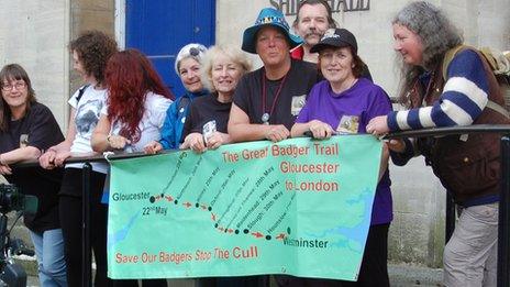 Walkers gather in Gloucester for the start of The Great Badger Trail