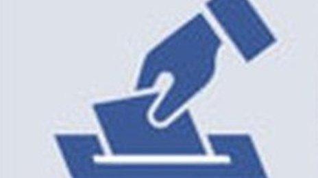 A screengrab of a logo on Facebook showing a ballot going into a box