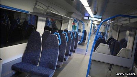 The inside of a new Thameslink train carriage due to be rolled out before 2018