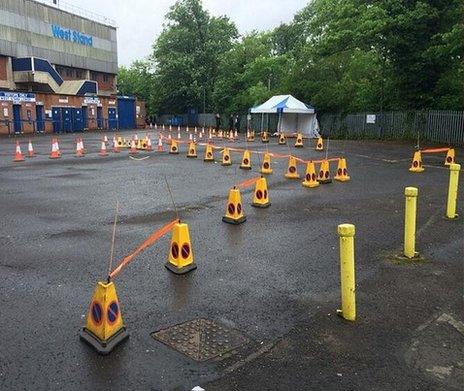 Cones outside Hillsborough