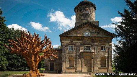 Iron Tree by Ai Weiwei outside the chapel, photographer Jonty Wilde