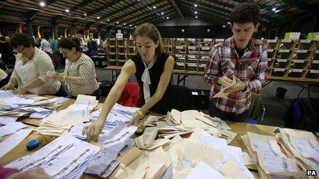 Counting got under way at 09:00 BST on Saturday