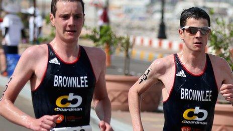 Great Britain's Jonathan Brownlee and Alistair Brownlee