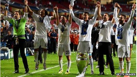 Real Madrid players celebrate