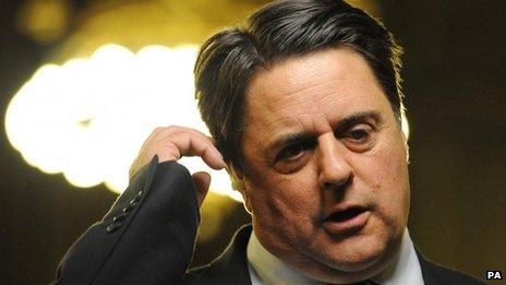 Leader of the BNP Nick Griffin after losing his seat during the European Parliamentary elections count at Manchester town hall