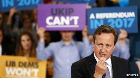 David Cameron campaigning during the European elections