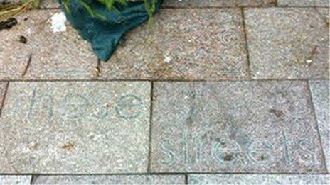 Some of Watkins's lyrics on paving slabs in Pontypridd