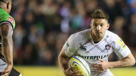 Owen Williams takes on Harlequins for Leicester