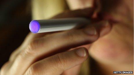 Woman smoking an electronic cigarette