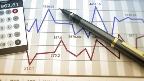 Calculator and pen on chart