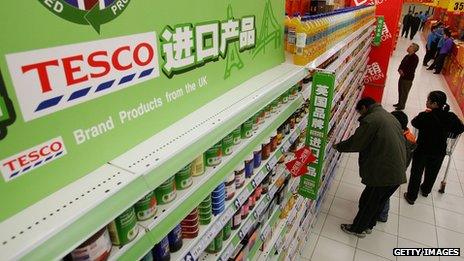 Shoppers at a Tesco store in China