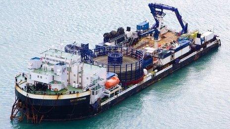 Cable Enterprise, specialist barge being used to lay the third Jersey-France electricity cable