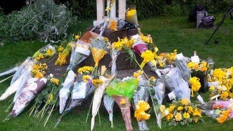 Dozens of bouquets were laid outside the cathedral for Stephen