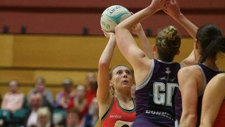 Wales against Scotland in netball's Northern Cup final