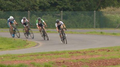 Cyclists racing