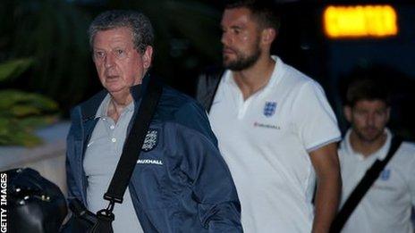 Roy Hodgson arriving at the team hotel